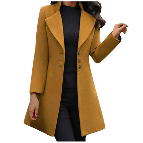 Women’s Wool Coat – Slim Fit – Mid-Length – Double-Breasted – Notched Lapel