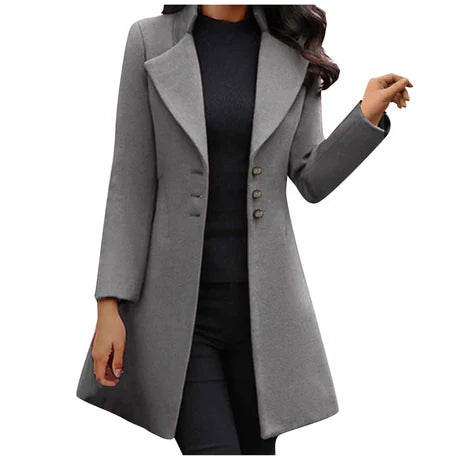 Women’s Wool Coat – Slim Fit – Mid-Length – Double-Breasted – Notched Lapel