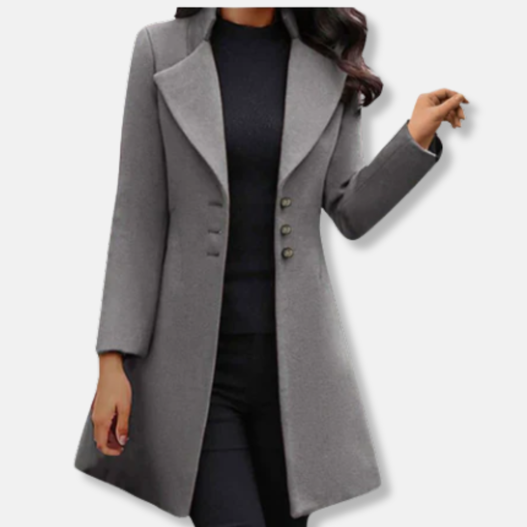 Women’s Wool Coat – Slim Fit – Mid-Length – Double-Breasted – Notched Lapel