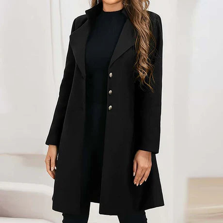 Women’s Wool Coat – Slim Fit – Mid-Length – Double-Breasted – Notched Lapel