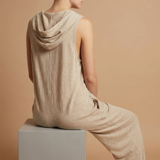 Amelia Hooded Baggy Jumpsuit | Button Front Side Pockets Jumpsuit