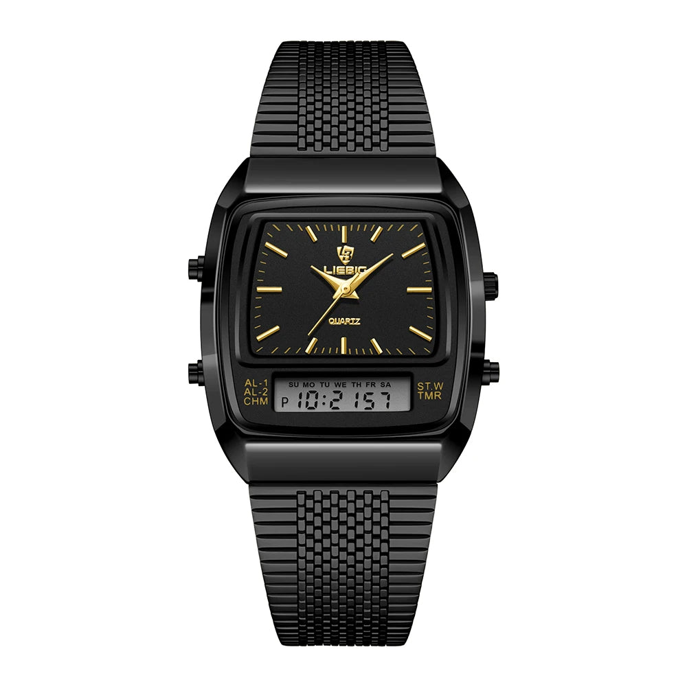 Harry Classic Retro Dual-Display Watch | Two-Tone Analog-Digital Timepiece