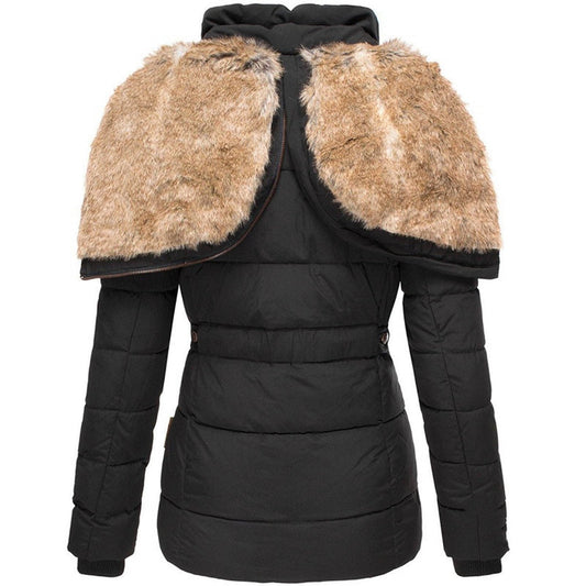 Isla Quilted Fitted Puffer Jacket | Fur Trim Hooded Puffer Jacket