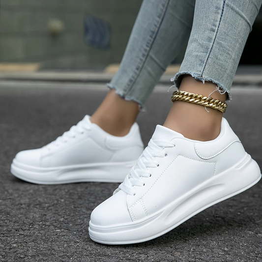 Veronica Leather Orthopedic Lace-Up Sneakers | Platform Sole Sneakers