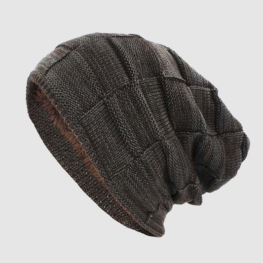 Oscar Relaxed Fit Slouch Beanie | Solid Block Knit Brim Slouch Beanie