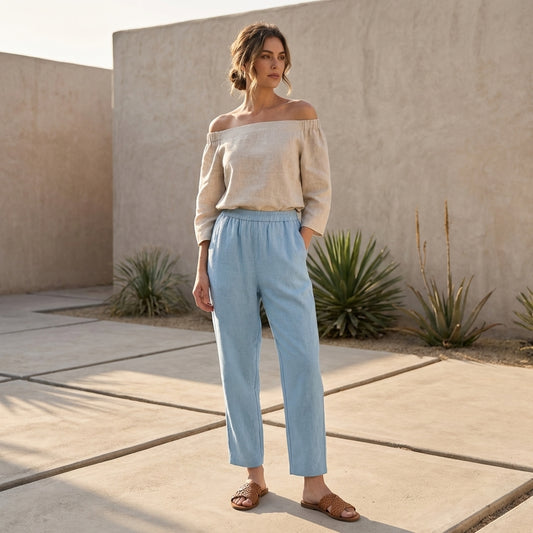 Isla Relaxed Fit Harem Pants | Elastic Waist Side Pockets Pants