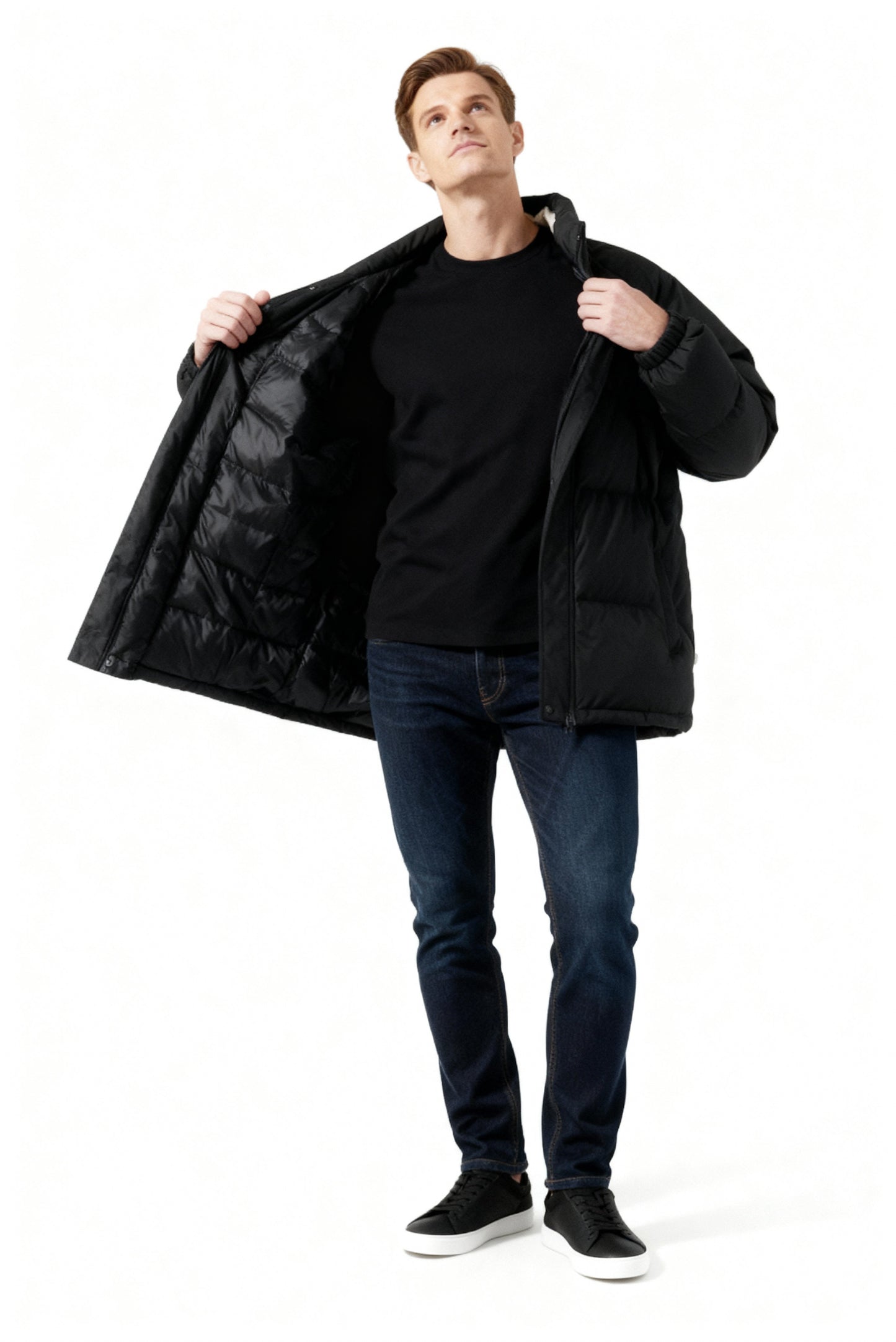Arthur Quilted Relaxed Fit Puffer Jacket | Stand Collar Zip Front Puffer Jacket