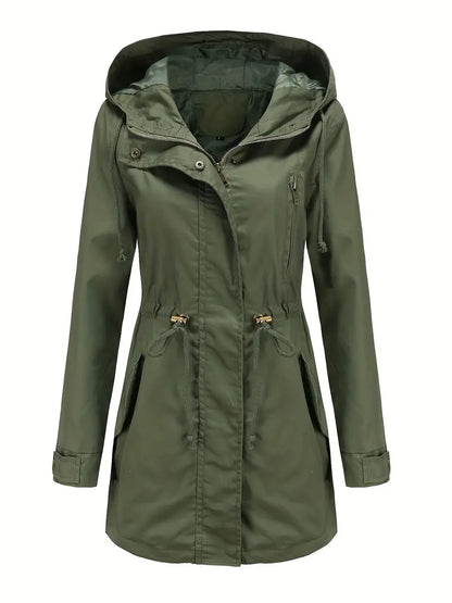 Isabella Hooded Parka | Drawstring Waist Flap Pockets Parka