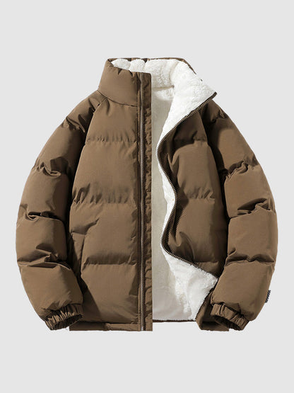 Arthur Quilted Relaxed Fit Puffer Jacket | Stand Collar Zip Front Puffer Jacket