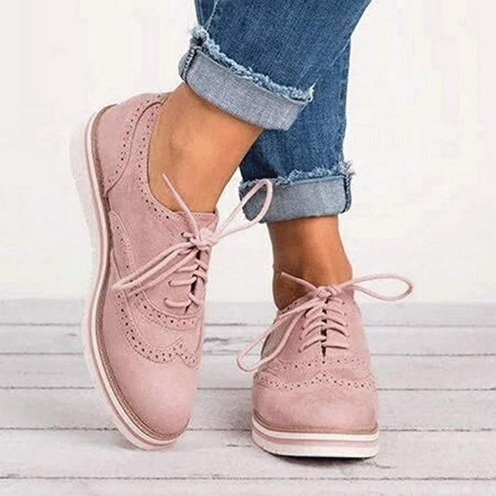 Isla Lace-Up Platform Brogue Trainers | Solid Ankle-Length Trainers