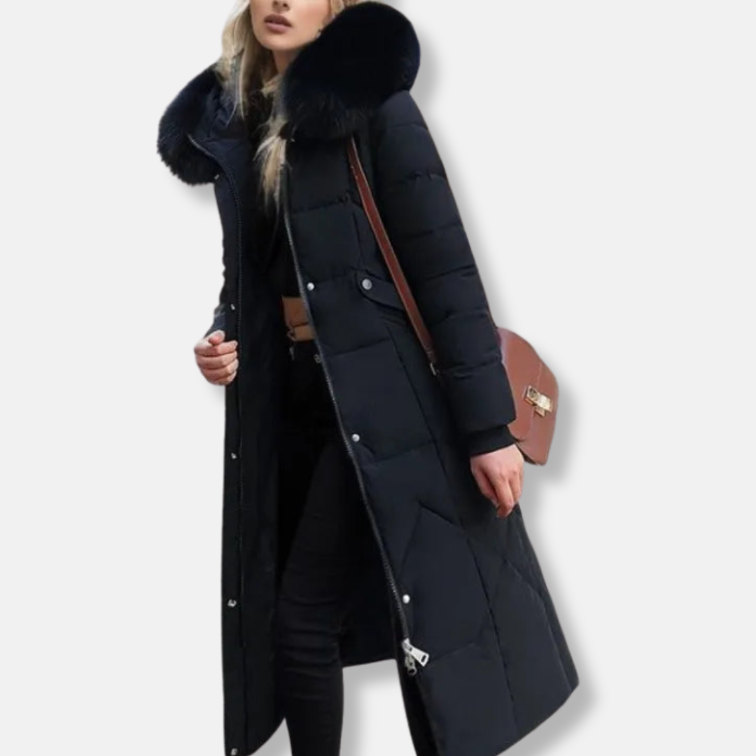 Isabella Hooded Puffer Coat | Quilted Fur Trimmed Hooded Puffer Coat