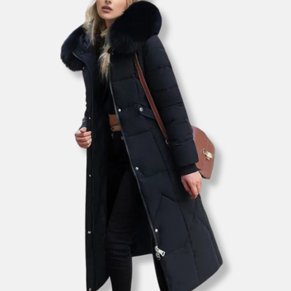 Isabella Hooded Puffer Coat | Quilted Fur Trimmed Hooded Puffer Coat