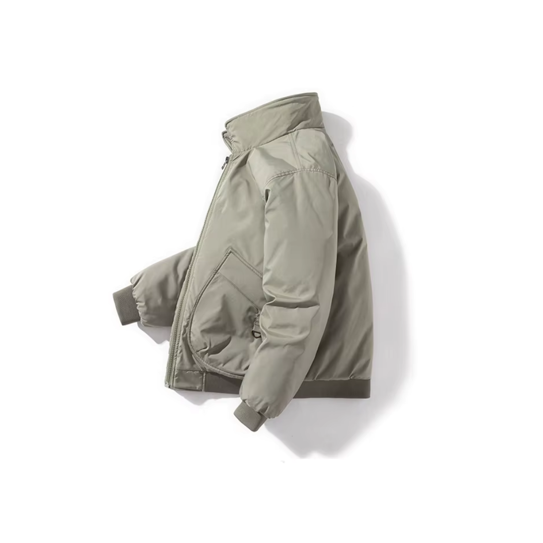 Arthur Relaxed Fit Bomber Jacket | Ribbed Trim Patch Pockets Bomber Jacket