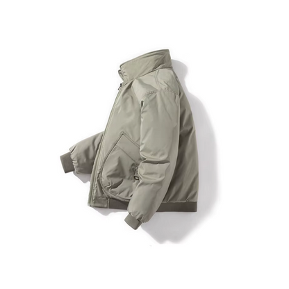 Arthur Relaxed Fit Bomber Jacket | Ribbed Trim Patch Pockets Bomber Jacket