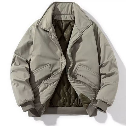 Arthur Relaxed Fit Bomber Jacket | Ribbed Trim Patch Pockets Bomber Jacket