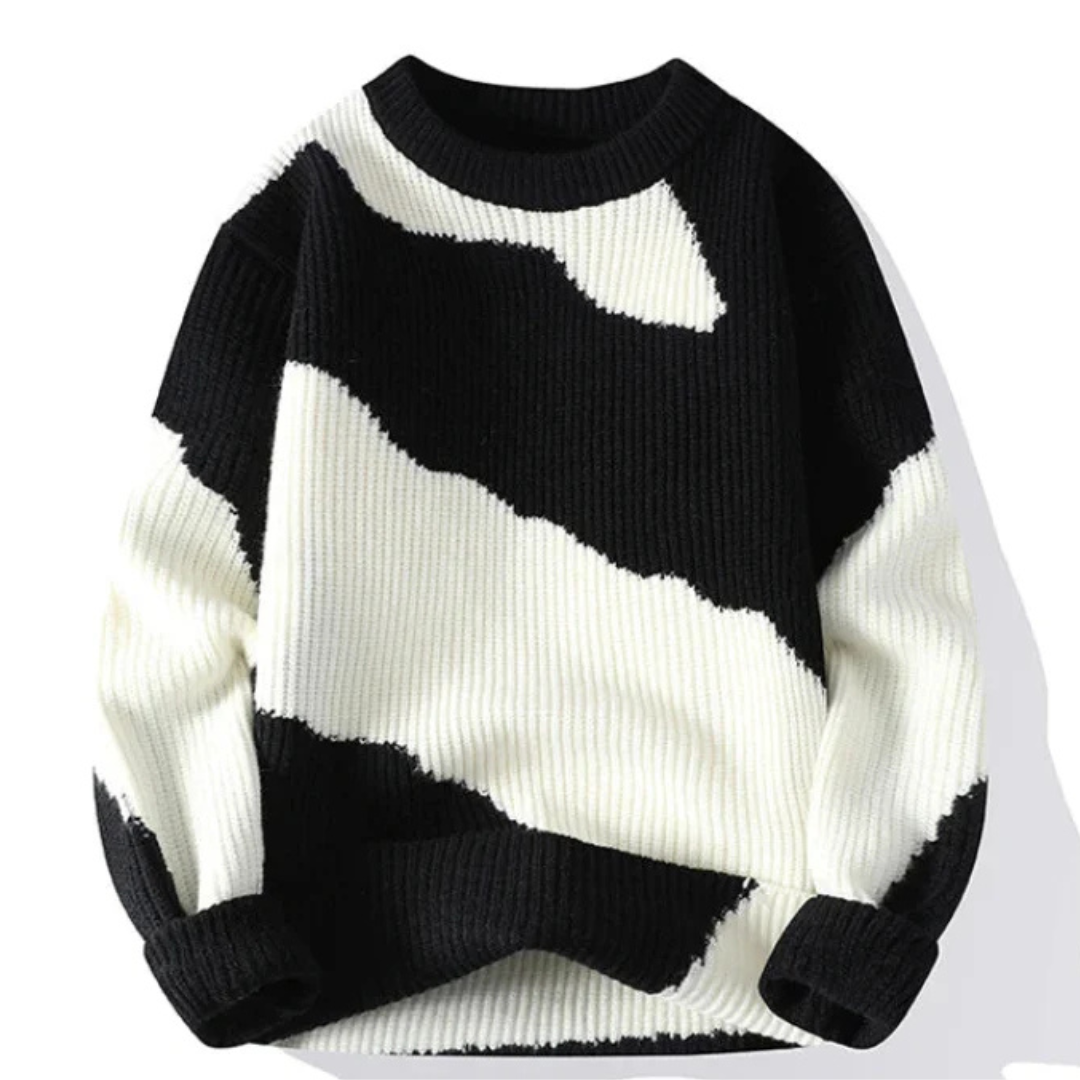 Arthur Oversized Sweater | Crewneck Ribbed Abstract Sweater