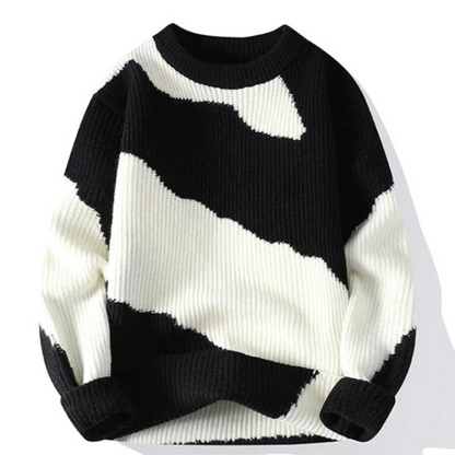 Arthur Oversized Sweater | Crewneck Ribbed Abstract Sweater