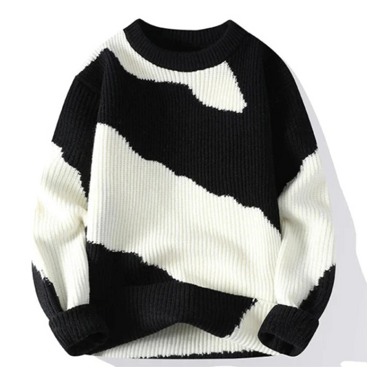 Arthur Oversized Sweater | Crewneck Ribbed Abstract Sweater