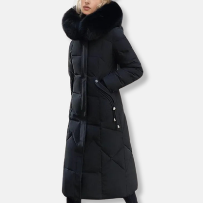 Isabella Hooded Puffer Coat | Quilted Fur Trimmed Hooded Puffer Coat