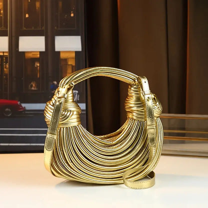 Isla Sculptural Structured Handbag | Knotted Details Curved Handle Handbag