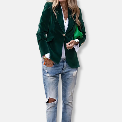 Isla Tailored Blazer | Gold Button Accent Lapel Collar Blazer