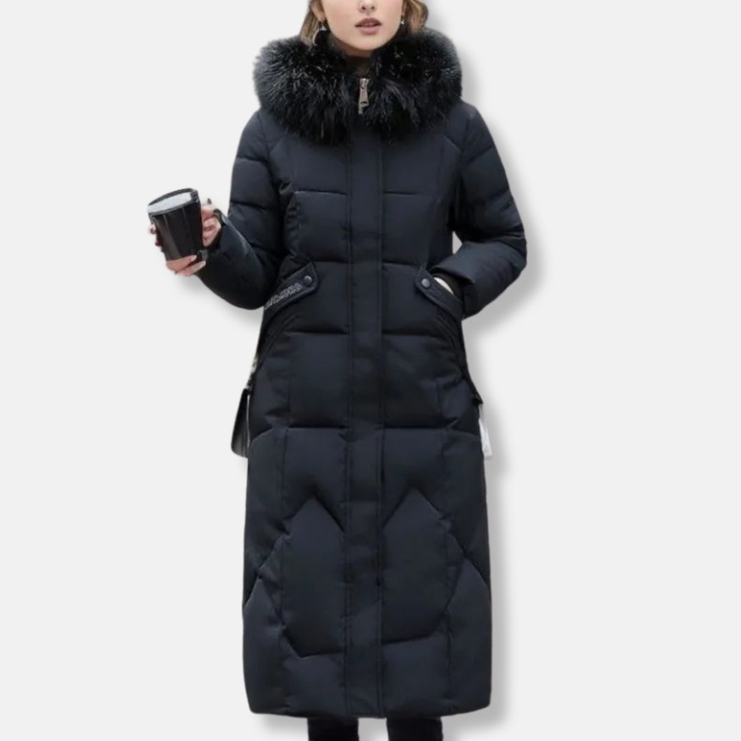 Isabella Hooded Puffer Coat | Quilted Fur Trimmed Hooded Puffer Coat