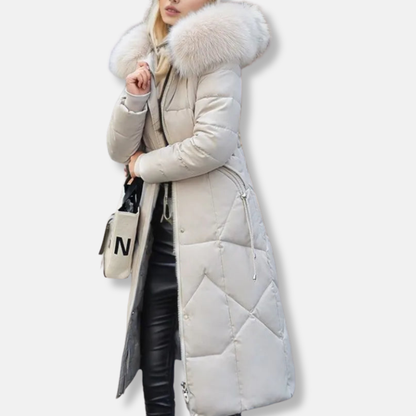 Isabella Hooded Puffer Coat | Quilted Fur Trimmed Hooded Puffer Coat