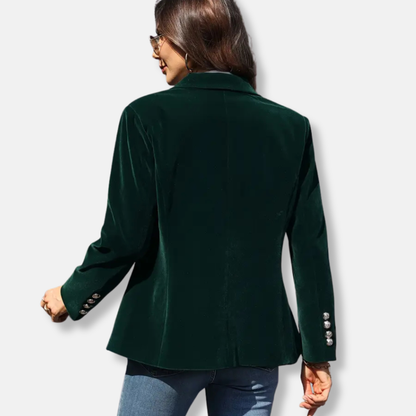 Isla Tailored Blazer | Gold Button Accent Lapel Collar Blazer