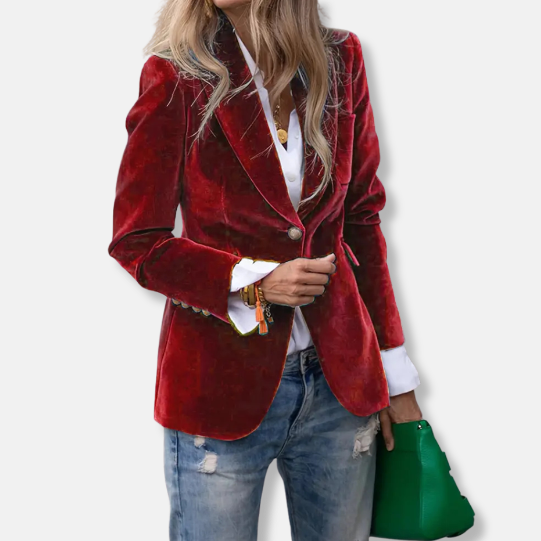 Isla Tailored Blazer | Gold Button Accent Lapel Collar Blazer