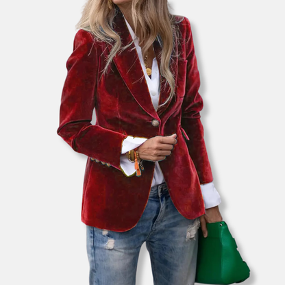 Isla Tailored Blazer | Gold Button Accent Lapel Collar Blazer