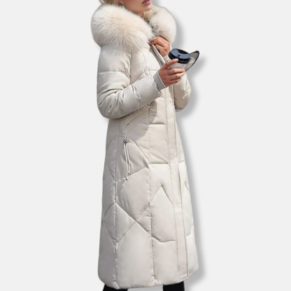 Isabella Hooded Puffer Coat | Quilted Fur Trimmed Hooded Puffer Coat