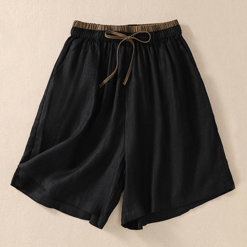 Isabella Relaxed Fit Shorts | Drawstring Waist Contrast Waistband Pockets Shorts