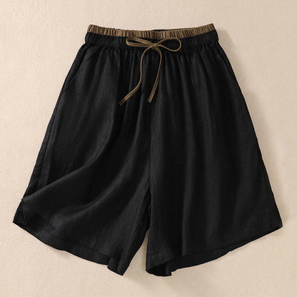 Isabella Relaxed Fit Shorts | Drawstring Waist Contrast Waistband Pockets Shorts