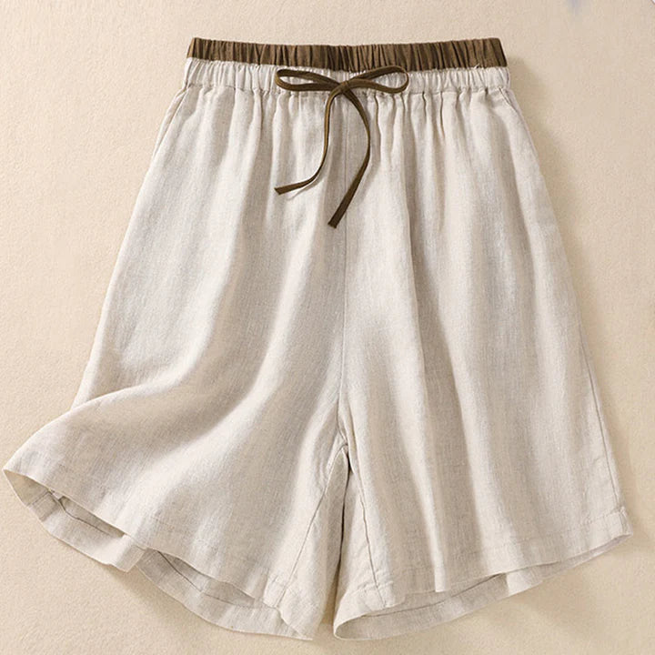 Isabella Relaxed Fit Shorts | Drawstring Waist Contrast Waistband Pockets Shorts
