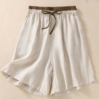 Isabella Relaxed Fit Shorts | Drawstring Waist Contrast Waistband Pockets Shorts