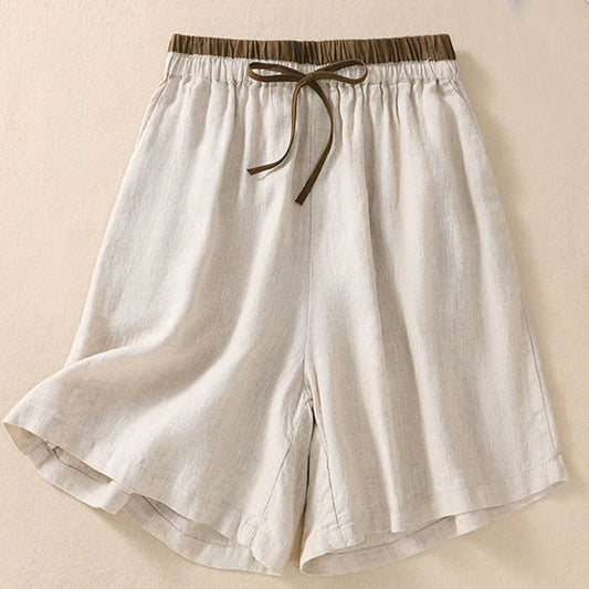 Isabella Relaxed Fit Shorts | Drawstring Waist Contrast Waistband Pockets Shorts