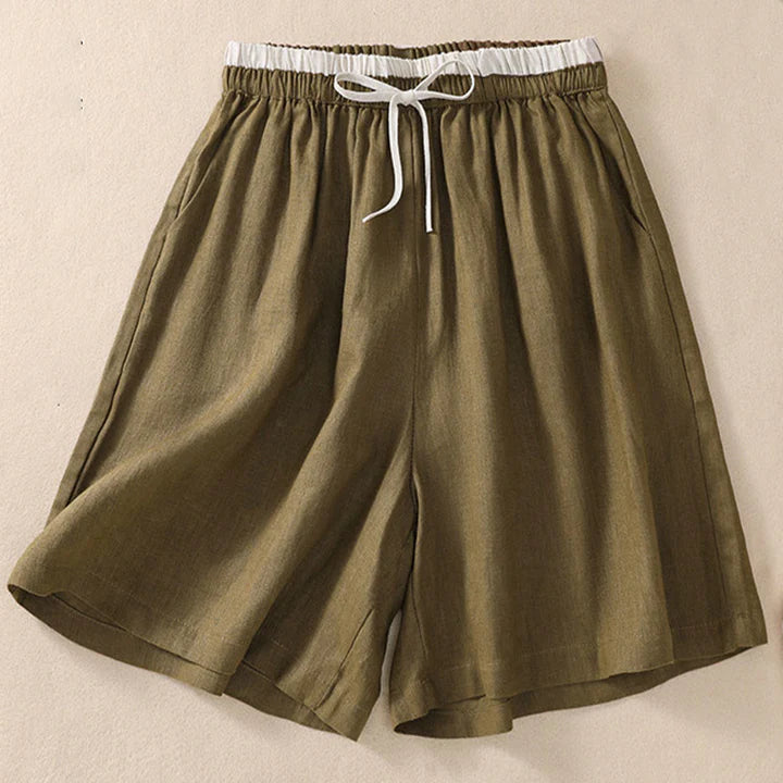 Isabella Relaxed Fit Shorts | Drawstring Waist Contrast Waistband Pockets Shorts