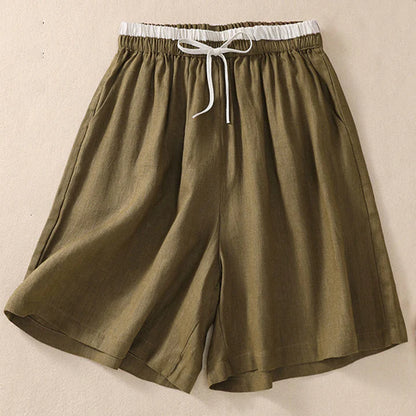 Isabella Relaxed Fit Shorts | Drawstring Waist Contrast Waistband Pockets Shorts