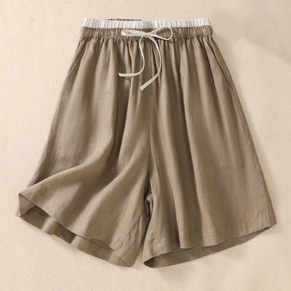 Isabella Relaxed Fit Shorts | Drawstring Waist Contrast Waistband Pockets Shorts