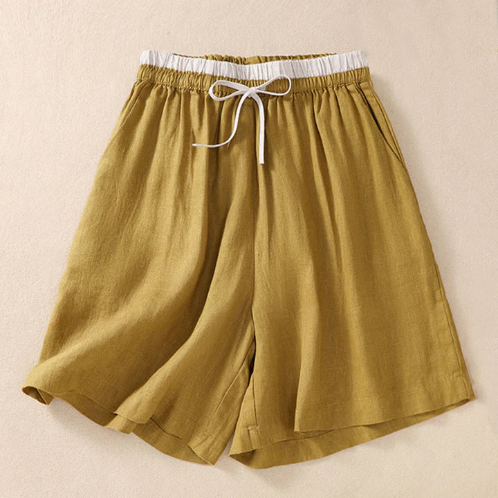 Isabella Relaxed Fit Shorts | Drawstring Waist Contrast Waistband Pockets Shorts