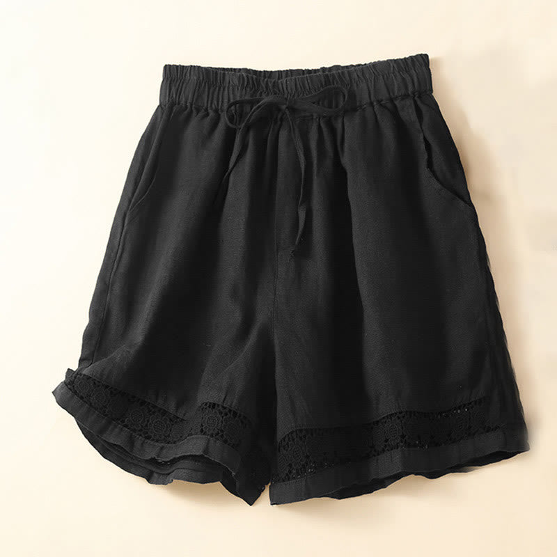 Alice Relaxed Fit Shorts | Lace Trim Drawstring Waist Shorts