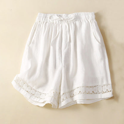 Alice Relaxed Fit Shorts | Lace Trim Drawstring Waist Shorts