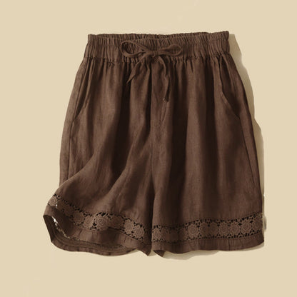 Alice Relaxed Fit Shorts | Lace Trim Drawstring Waist Shorts