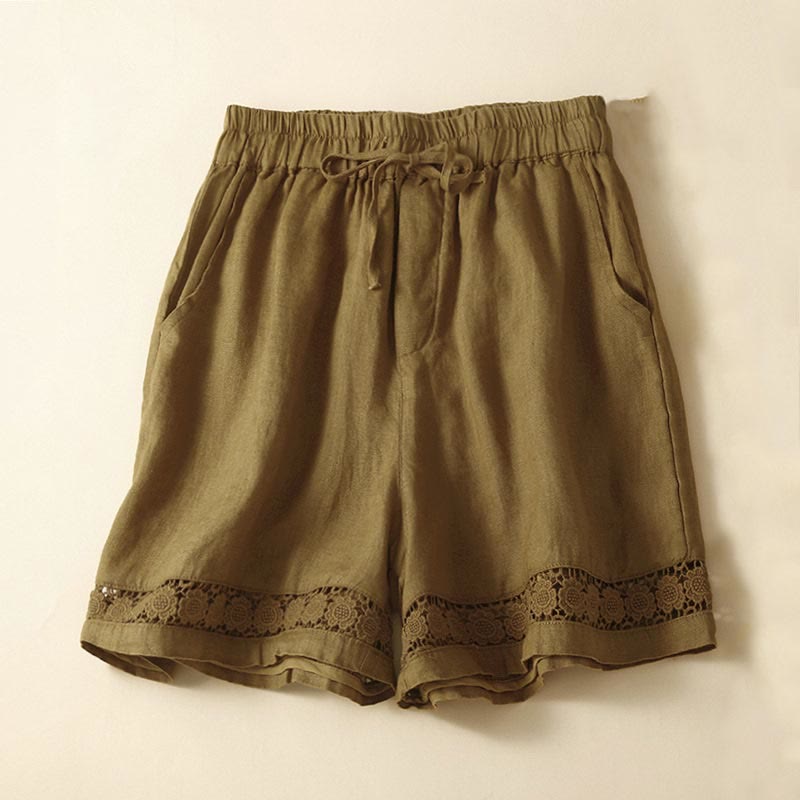 Alice Relaxed Fit Shorts | Lace Trim Drawstring Waist Shorts