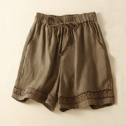 Alice Relaxed Fit Shorts | Lace Trim Drawstring Waist Shorts