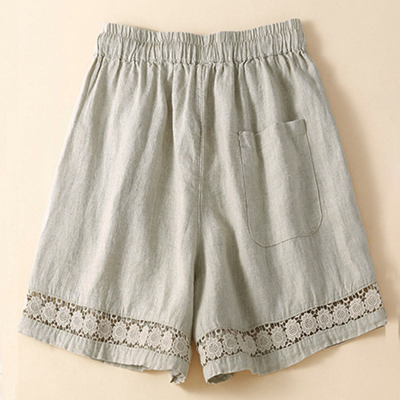 Alice Relaxed Fit Shorts | Lace Trim Drawstring Waist Shorts