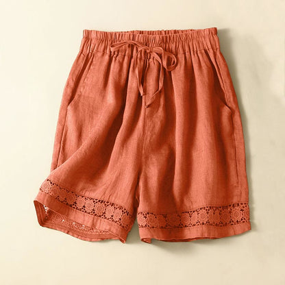 Alice Relaxed Fit Shorts | Lace Trim Drawstring Waist Shorts