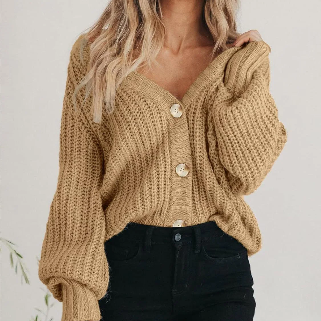 Amelia Relaxed Fit Cardigan | Button Front Chunky Knit Cardigan