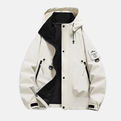 Men's Windbreaker Jacket – Water Resistant – Multi Pocket – Adjustable Hood and Cuffs