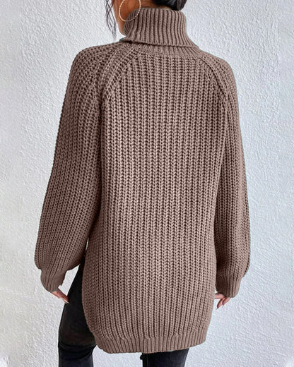 Olivia Relaxed Fit Turtleneck Sweater | Ribbed Raglan Sleeve Sweater
